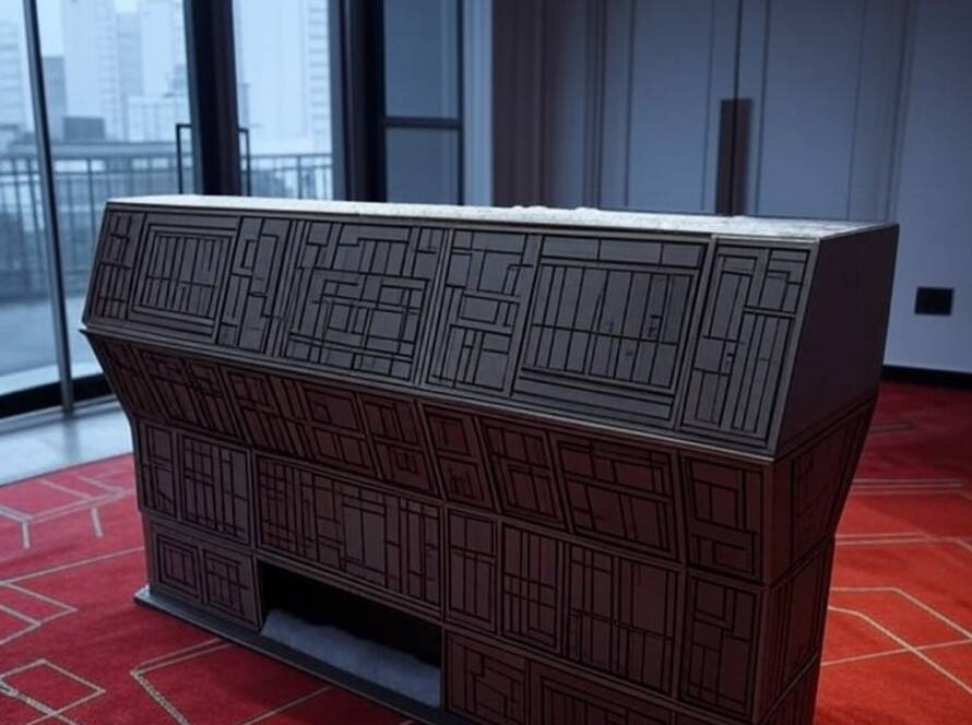 Console hi-fi inspirado em 'O Iluminado' de Kubrick, criado pelo Atelier WOW, em ateliê brasileiro.