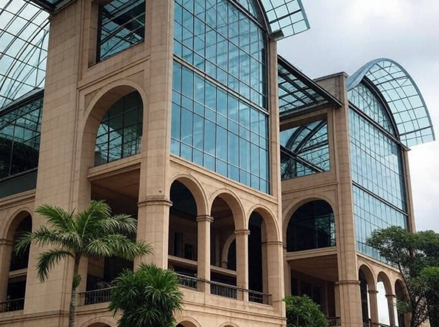 Estrutura arquitetônica inovadora unindo tradição e história em projeto icônico no Brasil.