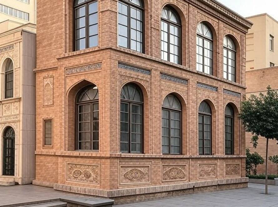 Centro cultural em Teerã com escultura 'Aida Wall' na casa de Ahmad Shamlou.