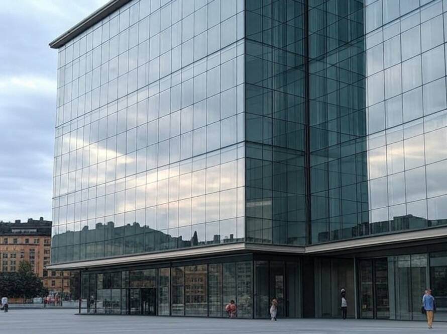 Edifício moderno do Nobel Center em Estocolmo, com design arquitetônico revelado por David Chipperfield Architects.