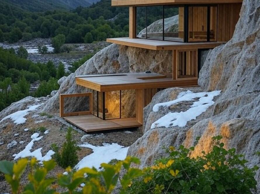 Casa renovada inovadora nos Andes chilenos, com arquitetura integrada à paisagem montanhosa.