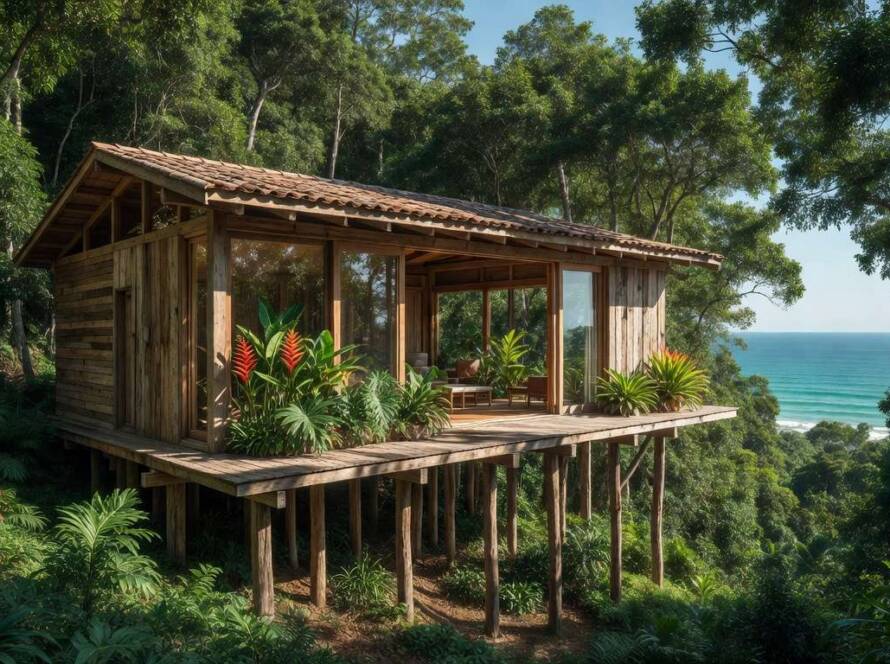 Residência inovadora Tropibox Kochi House, unindo design contemporâneo e memórias de infância em arquitetura tropical brasileira.