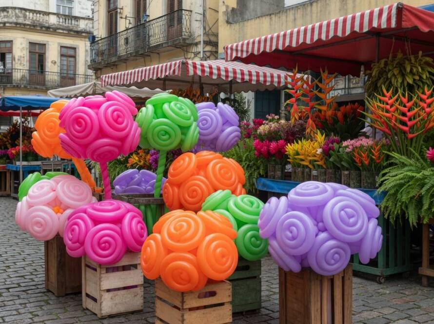 Buquês biodegradáveis de látex natural em mercado floral brasileiro, revolucionando o setor com opções sustentáveis.