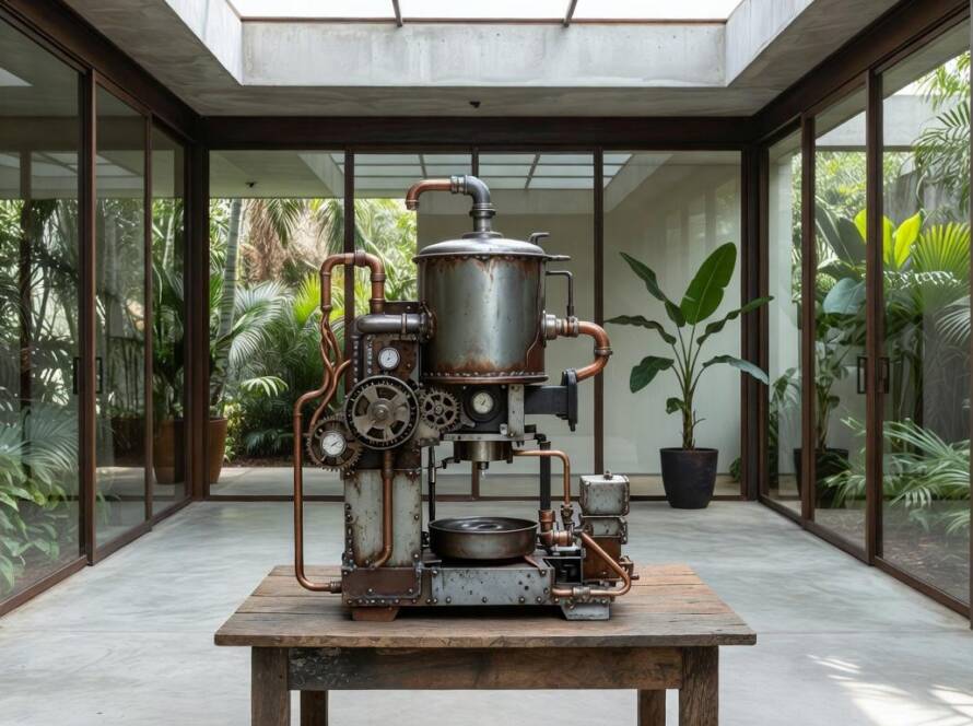 Launching at Milan Design Week, Philippe Malouin's ‘Vite' moka pot for Alessi is available either in a full aluminium version or one of three colours (brown, grey or green) (Image credit: Neil Godwin) - (Image credit: Neil Godwin)