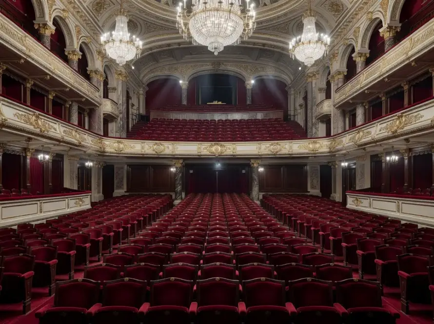 Interior vazio da Ópera Estatal de Viena