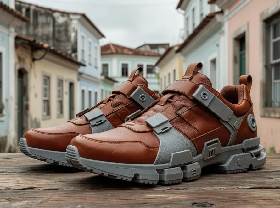 Tênis modular com impressão 3D e couro tradicional sem cola