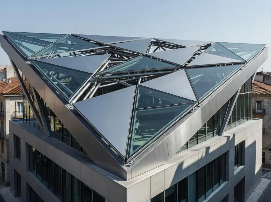Protótipo de telhado cinético triangular instalado em Modena
