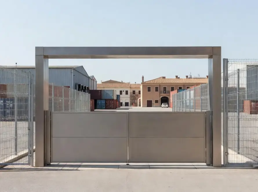 Portão projetado por MIAS Architects no Parque Logístico Zona Franca em Barcelona