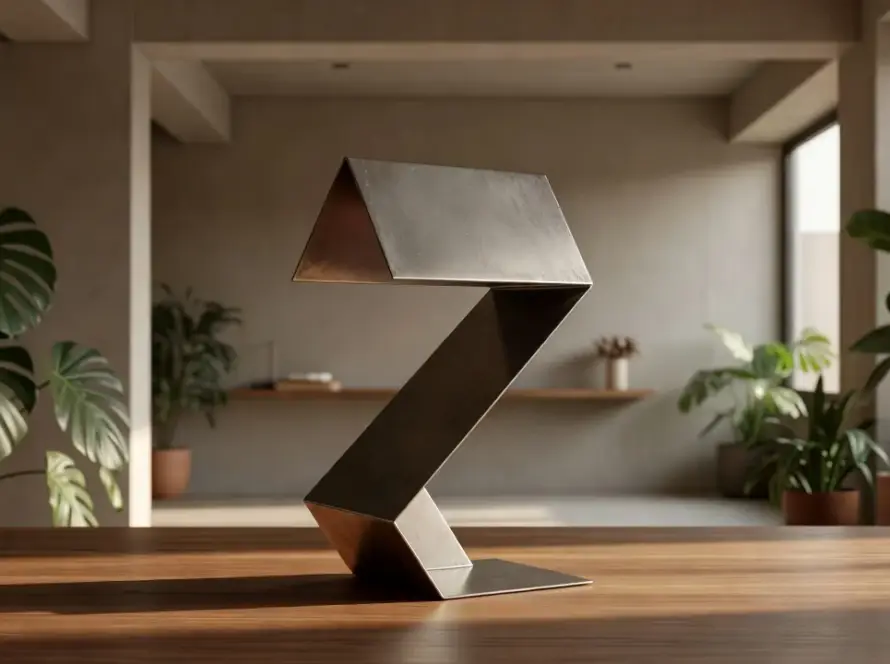 Luminária de mesa Table Lamp Z em chapa de aço dobrada pela Cobre Estudio