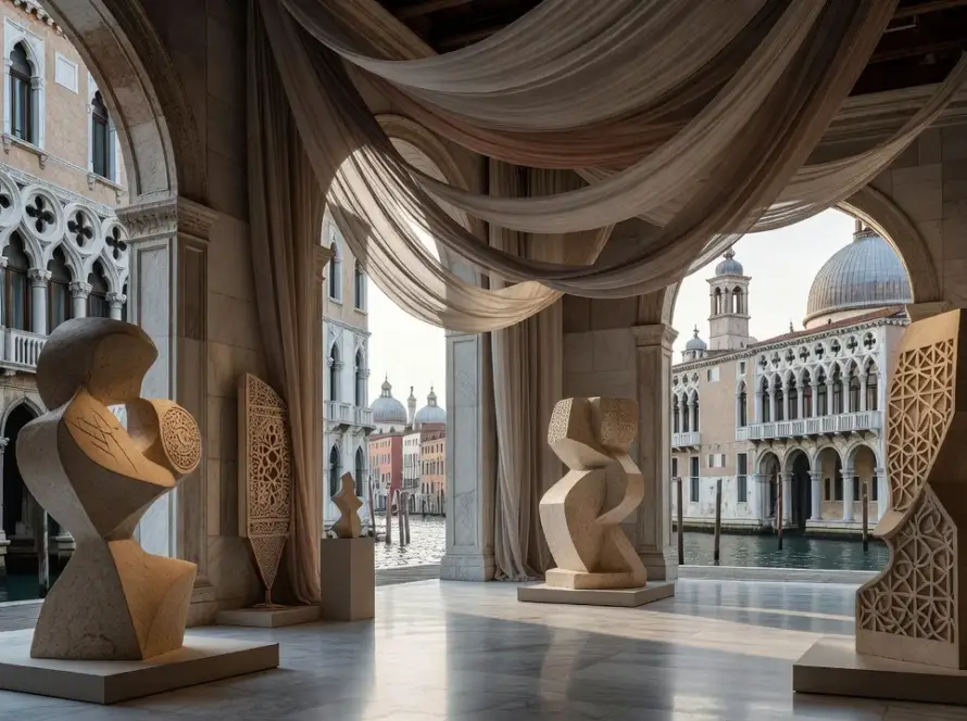 Exposição do Qatar na Bienal de Veneza 2026 com instalações artísticas