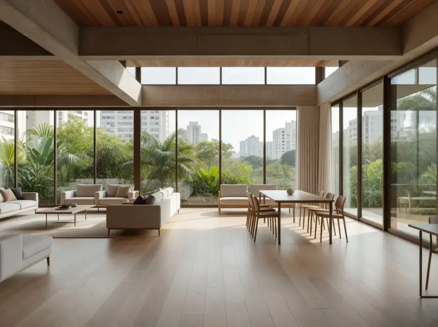 Casa moderna brasileira com planta aberta sem corredores ou cômodos fixos